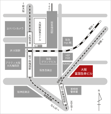 大阪富国生命ビル周辺地図